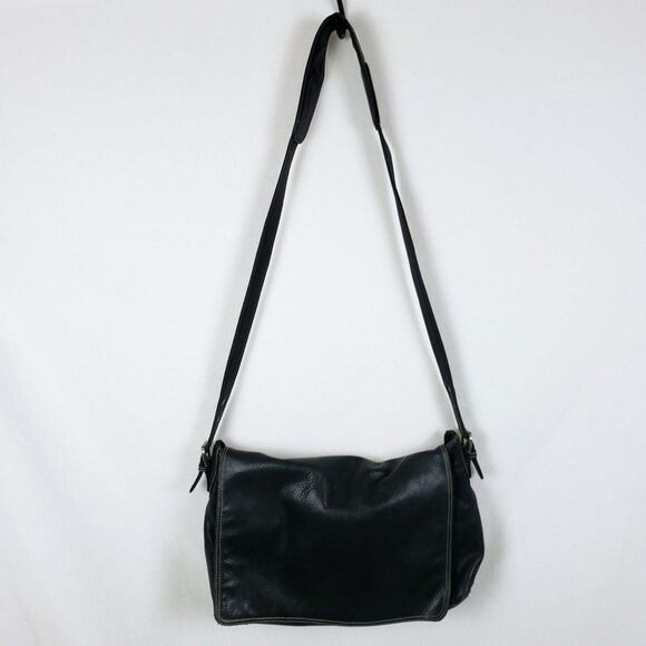 Osgoode Marley Slouchy Messenger Bag Leather Crossbody Black Timeless Minimalist - Picture 2 of 12
